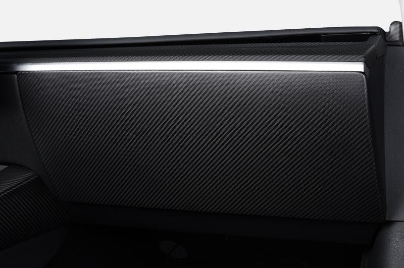 Passenger-Side Trim Detail - TESVX Glove Box Cover Overlay