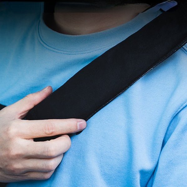 Suede Seat Belt Shoulder Pad with Velcro Wrap for Tesla