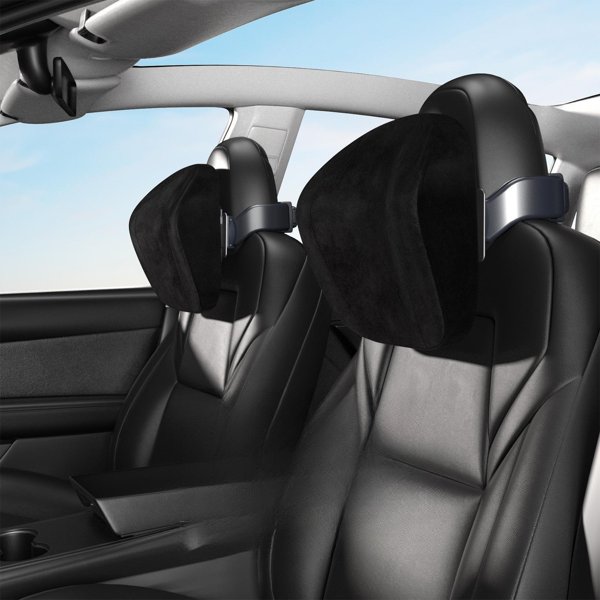 Headrest Neck Pillows in 1- or 2-Piece Sets with Black or White Options for Tesla Model 3 / Model Y