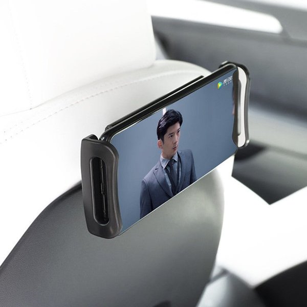 Headrest iPad & Phone Mount with Silicone-Protected Clamp for Tesla Model 3 / Model Y
