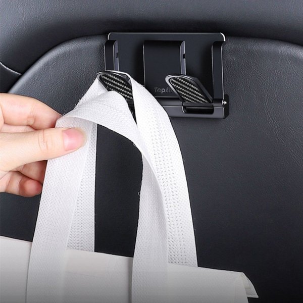 Foldable ABS Seat Back Grocery Hook with Front & Second-Row Options for Tesla Model 3 / Model Y