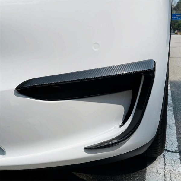Carbon Fiber Fog Light Trim with Glossy, Matte & Forged Finishes for Tesla Model 3 (2017–2023)