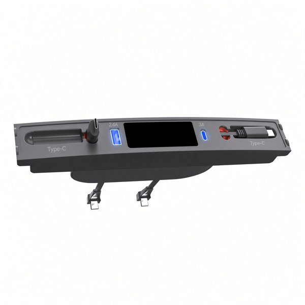 ABS Center Console USB Hub with Retractable Cables & LED Ambient Light for Tesla Model 3 / Model Y