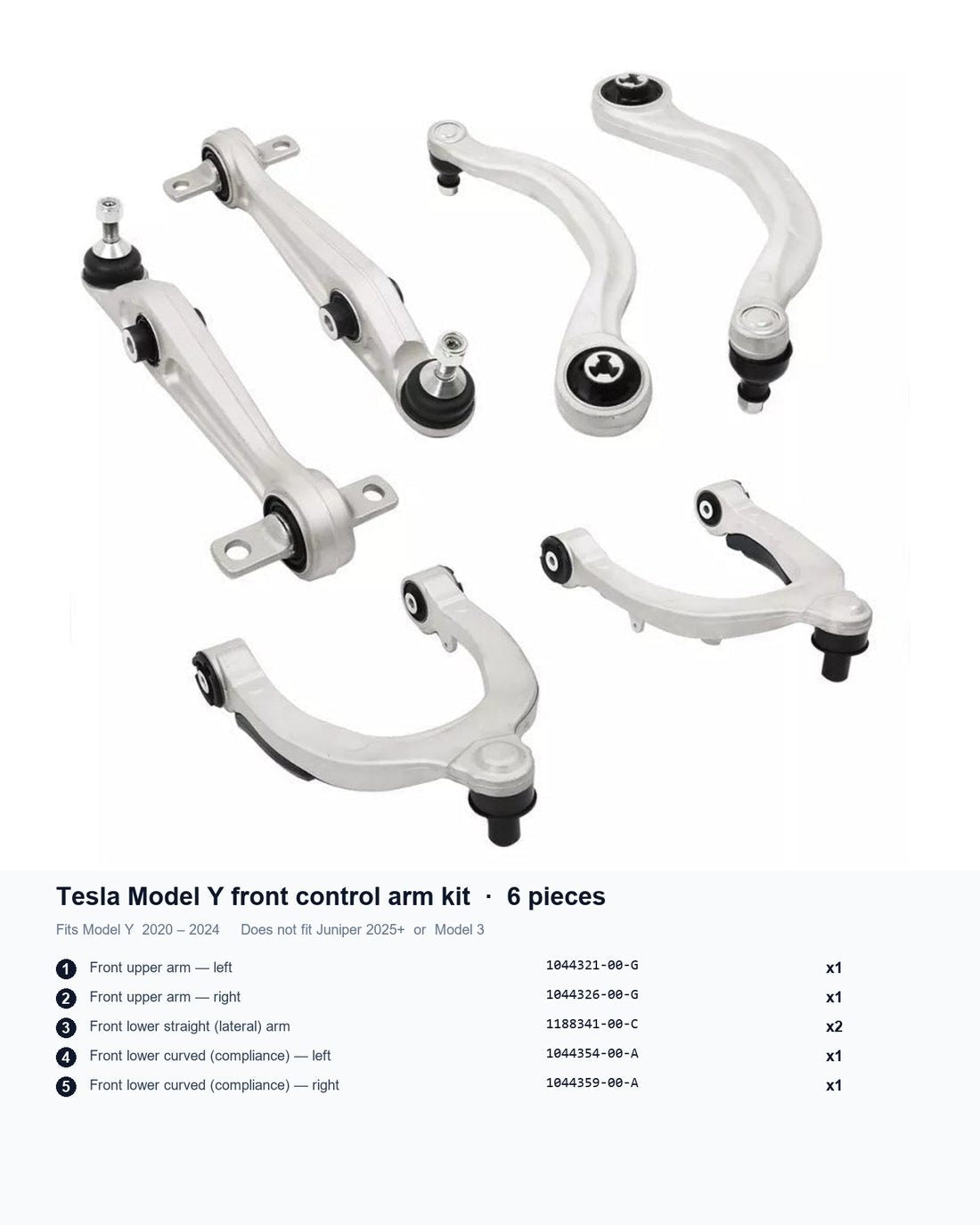 Six-Piece Front Set - TESVX Front Control Arm Kit