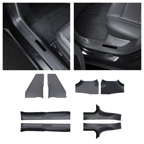 ABS Interior Door Sill Protection Strips with 4-Piece & 8-Piece Options for Tesla Model 3 Highland