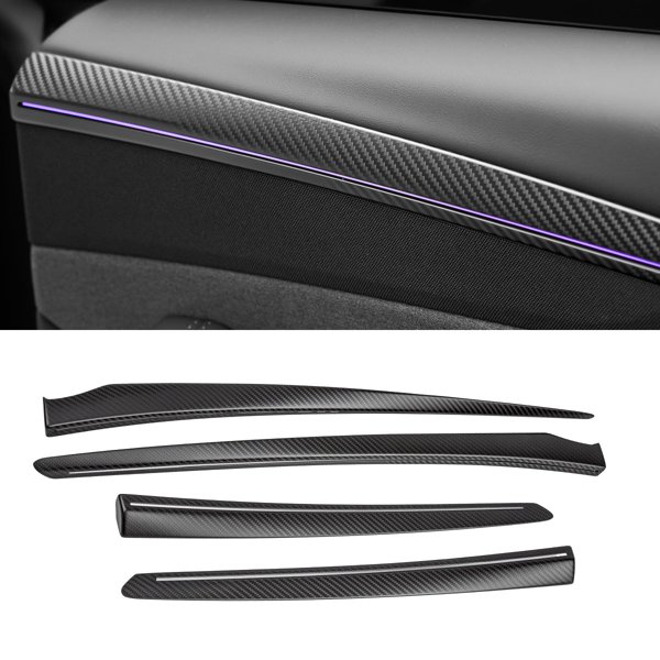 4-Piece Dry Carbon Fiber Door Trim Covers with Twill & Plain Weave Options for Tesla Model Y Juniper / Model YL