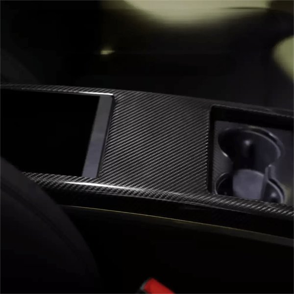 Carbon Fiber Center Console Trim Panel with Glossy & Matte Finishes for Tesla Model S / Model X (2022+)