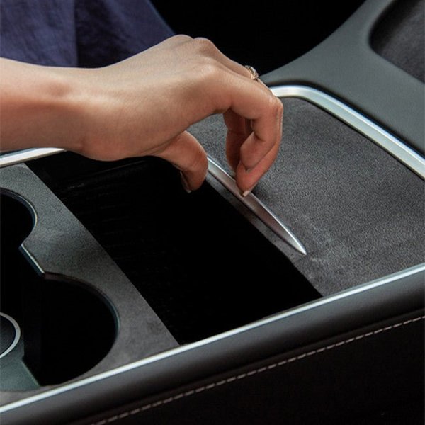 Suede-Like Fabric Center Console Wrap with 3M Adhesive Backing for Tesla Model 3 / Model Y