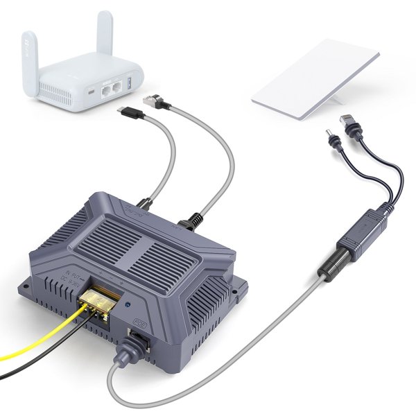 5-in-1 PoE Injector with USB-C & USB-A Ports for Starlink Mini